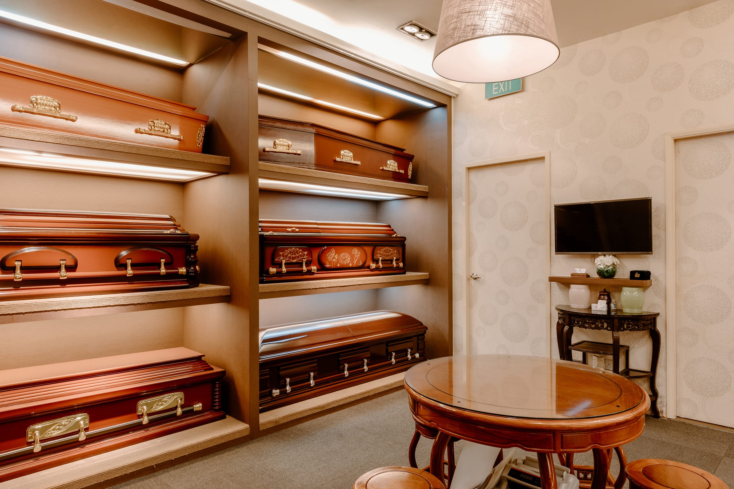 Showroom Offering nothing but the best for your loved ones, the casket showroom reflects just that